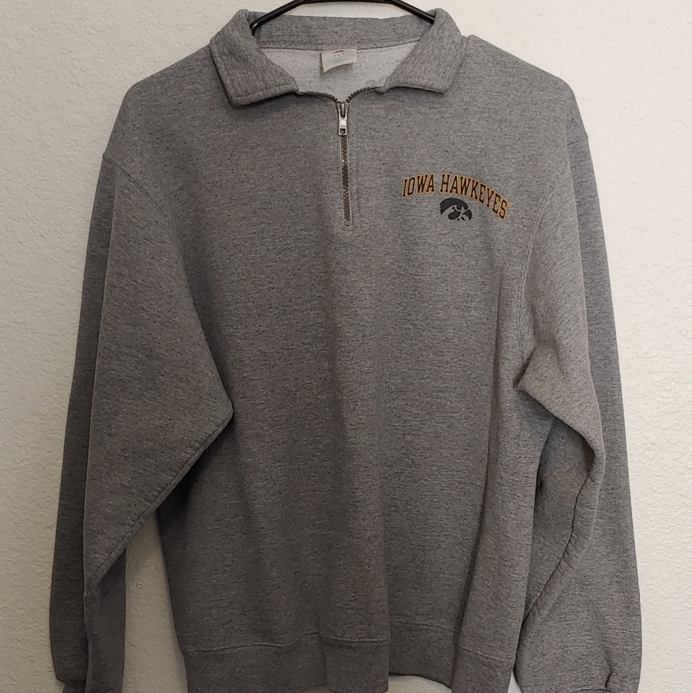Retro Iowa Hawkeyes quarter zip sweatshirt.